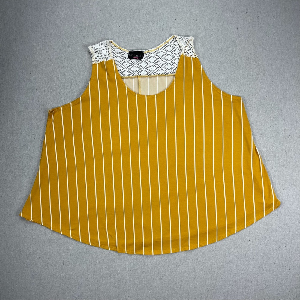 Discreet Mustard Yellow And White Striped Tank Top
